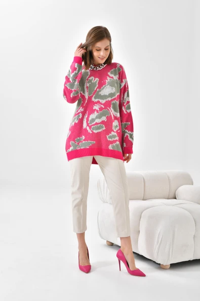FTZ Women Kadın Triko Tunik  Fuşya 20573 - 4