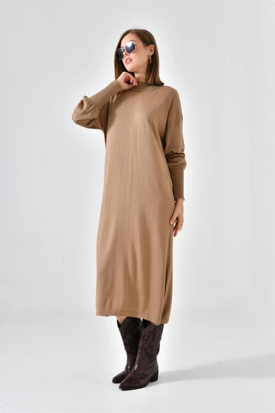 FTZ Women Kadın DÜz Basic Tunik  Beige 20678 - Resim 3