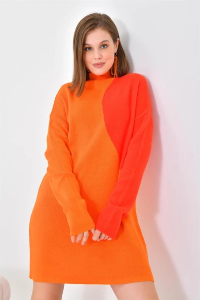 Ftz Women Kadın Oval Detaylı Tunik Orange 20567