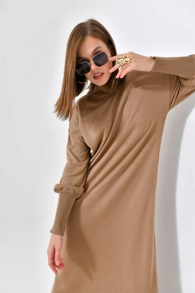 FTZ Women Kadın DÜz Basic Tunik  Beige 20678 - Resim 7
