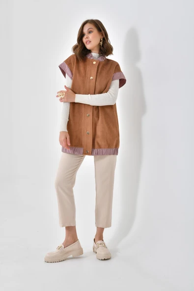 FTZ Women Kadın Kaşe Yelek  Camel 30635 - 2