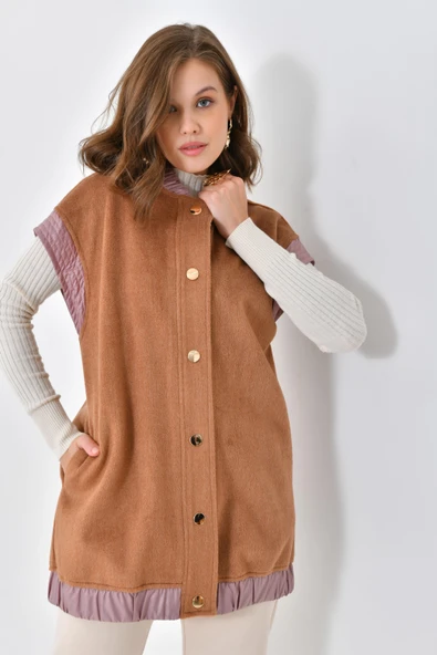 FTZ Women Kadın Kaşe Yelek  Camel 30635 - 3