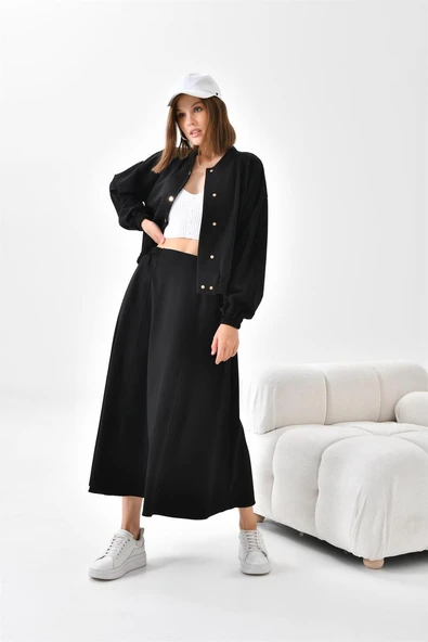 FTZ Women Kadın İki İp Etekli Takım  Siyah 30619 - Resim 5