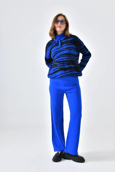 FTZ Women Kadın Çizgili İkili Takım  Saks Mavi 20522 - Resim 3
