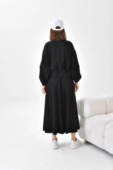 FTZ Women Kadın İki İp Etekli Takım  Siyah 30619 - Resim 7