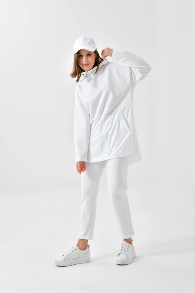 FTZ Women Kadın İki İp Paraşüt Detaylı Takım  Ekru 30615 - Resim 5