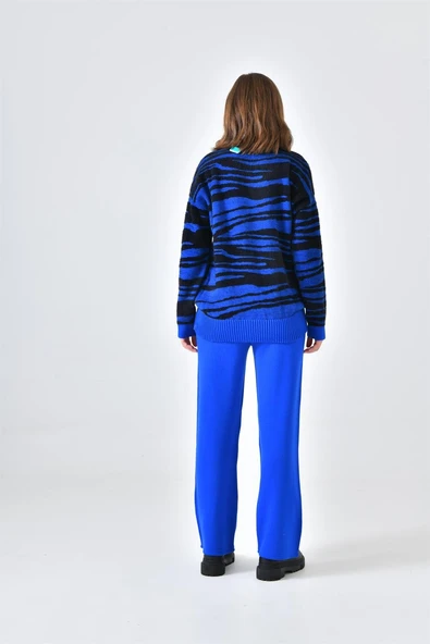 FTZ Women Kadın Çizgili İkili Takım  Saks Mavi 20522 - Resim 7