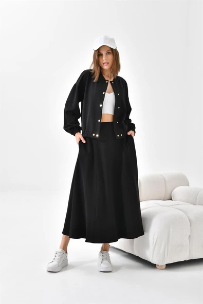 FTZ Women Kadın İki İp Etekli Takım  Siyah 30619 - Resim 4