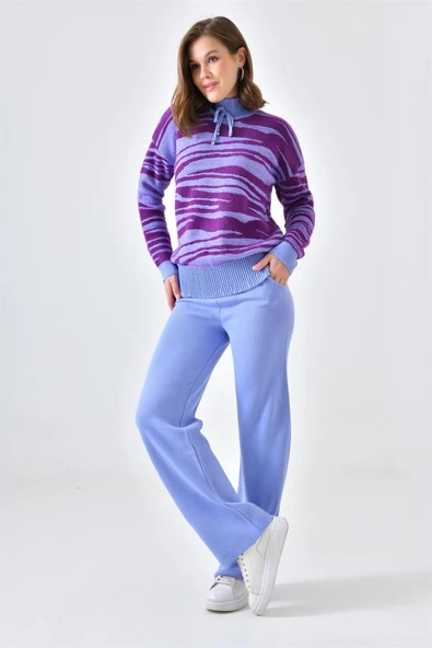 FTZ Women Kadın Çizgili İkili Takım  Lila 20522 - Resim 3