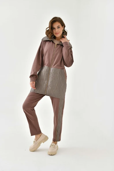 FTZ Women Kadın İki İp Kapitoneli Takım  Kahve 30614 - Resim 2