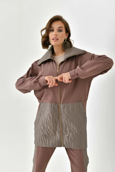 FTZ Women Kadın İki İp Kapitoneli Takım  Kahve 30614 - Resim 6