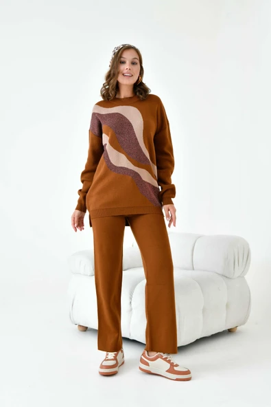 FTZ Women Kadın Sim Detaylı Pantolonlu Takım  Bakır 20508 ürün görseli