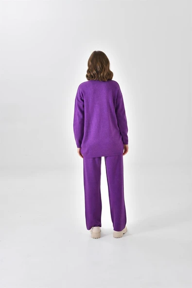 FTZ Women Kadın  Düz Basic İkili Takım  Mor 20588 - Resim 7