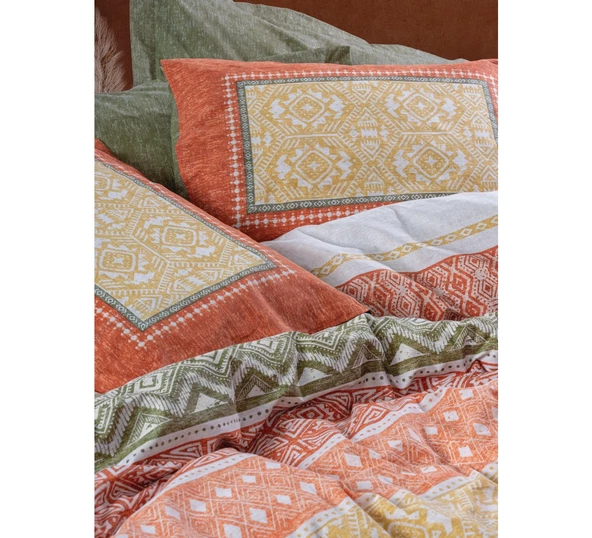 Cotton box Ranforce Tek  Kişilik Nevresim Takımı Ethnıc Tuwa Kremit - 5