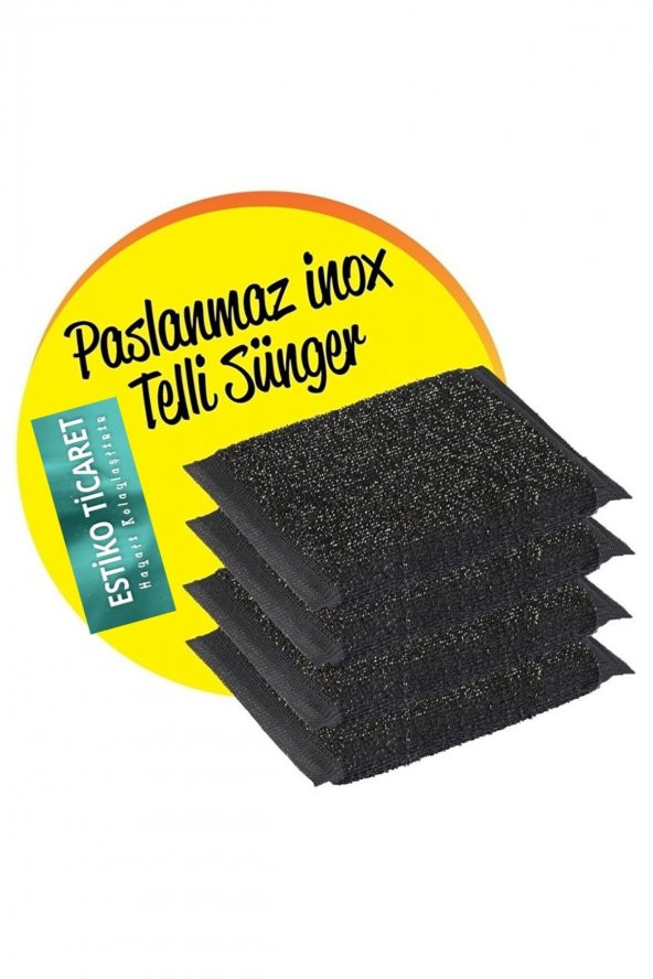 Inox Telli Temizlik Süngeri 4lu Paket