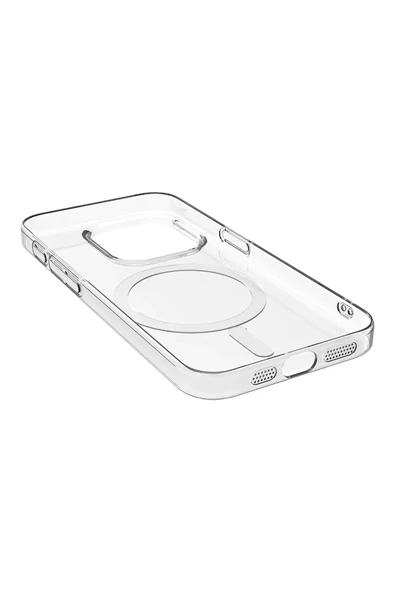 AbaTech iPhone 13 Magsafe Uyumlu Kablosuz Şarj Destekli Şeffaf Sert Silikon Kılıf