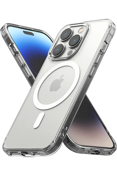 AbaTech iPhone 13 Pro Magsafe Uyumlu Kablosuz Şarj Destekli Şeffaf Sert Silikon Kılıf