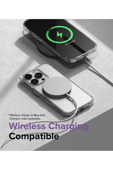 AbaTech iPhone 13 Pro Max Magsafe Uyumlu Kablosuz Şarj Destekli Şeffaf Sert Silikon Kılıf