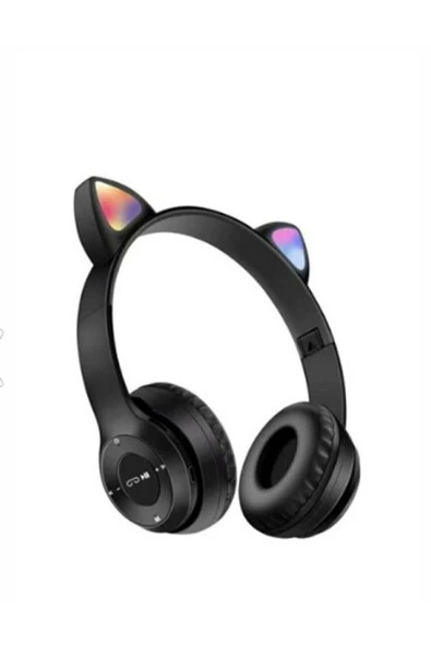 gnctech SMC E-Ticaret Uyumlu Kablosuz Kulaküstü Kedi Kulaklık RGB Işıklı Kedi Desenli Kulaklık P47M