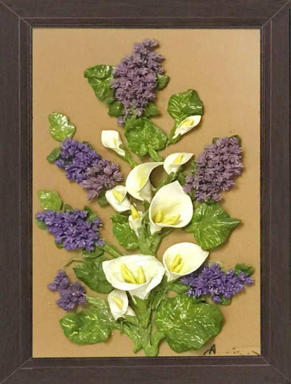 El İşçiliği İle Seramik Hamurundan Çiçek Temalı Tablo-Art 10