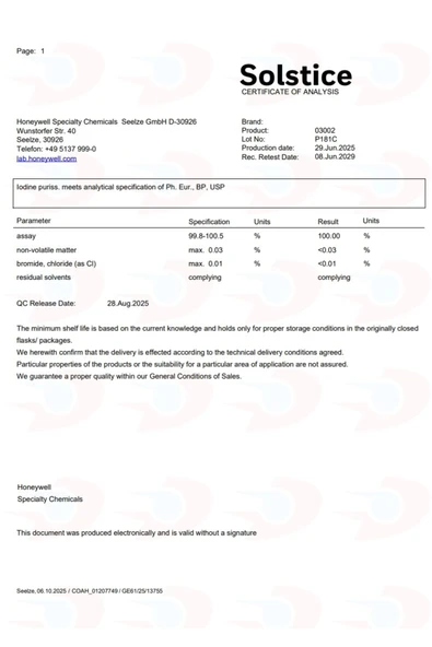 İyot (Kristal Form, Pure Iodine, Ekstra Saf >=99,8 %) | 1 Kg - Resim 4