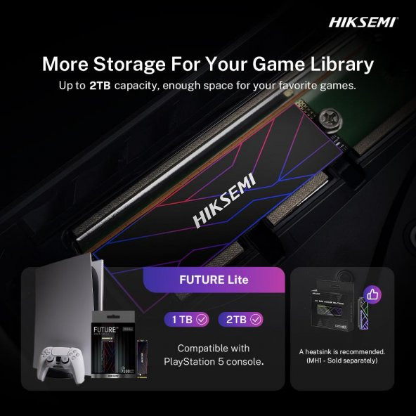 Hiksemi Future Lite 2TB 7300MB/s - 6350MB/s Gen4x4 PCI-e NVMe M.2 2280 SSD - 6