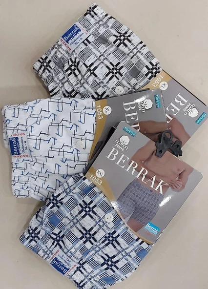 BERRAK 1053 ERKEK DESENLİ BOXER ŞORT 3 ADET