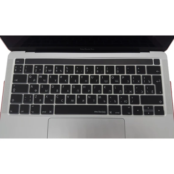 MacBook Pro Touch Bar Klavye Koruyucu Rusça Baskılı Silikon Ters L Enter 13-15 İnç - Resim 3