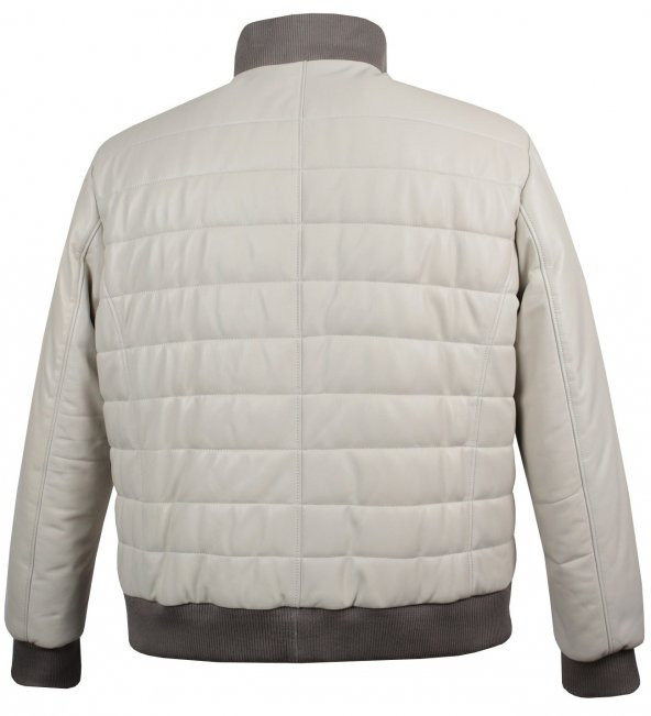 Hakiki Deri Büyük Beden Dolgulu Bomber Mont Taş - 4