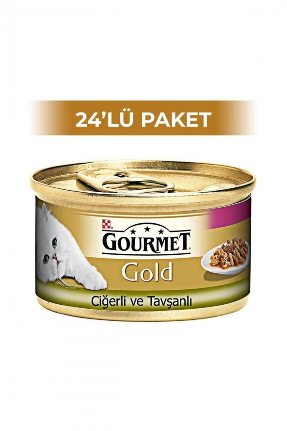 Gourmet Gold Çifte Lezzet Ciğerli Tavşanlı Kedi Konservesi 85grx24 Adet