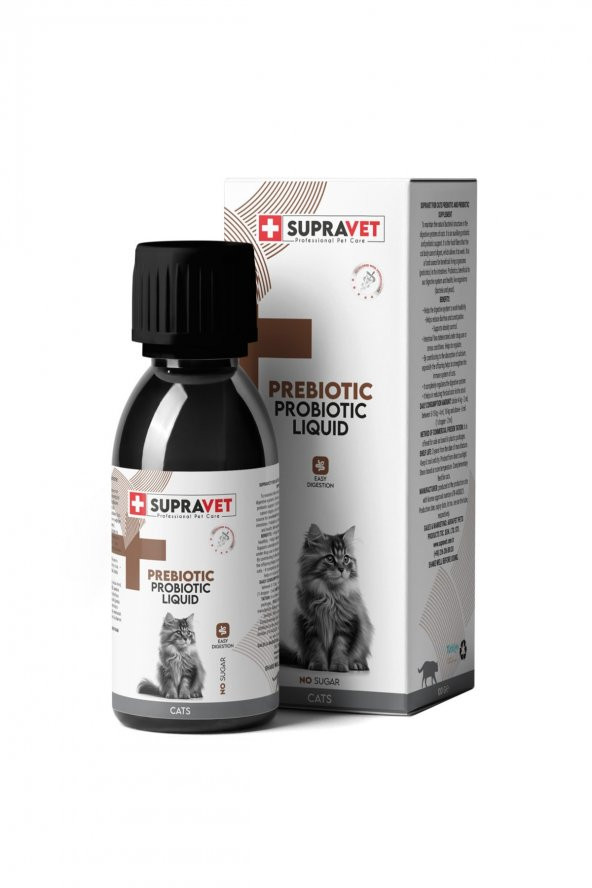 SupraVet Probiyotik, Kedi Bagisiklik Güçlendirici Sıvı Probiyotik + Prebiyotik Takviyesi 100 Ml