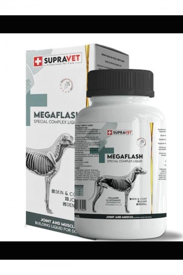 Supravet Köpekler Için Eklem Ve Kas Geliştirici Likit Megaflash +xxl 500 Ml (special Complex Liquid)