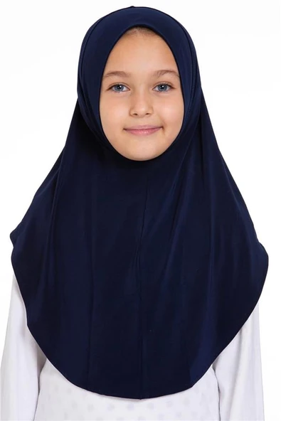 Lacivert Pratik Hazır Geçmeli Genç Tesettür Bone Sandy Kumaş Düz Hijab 2312_02