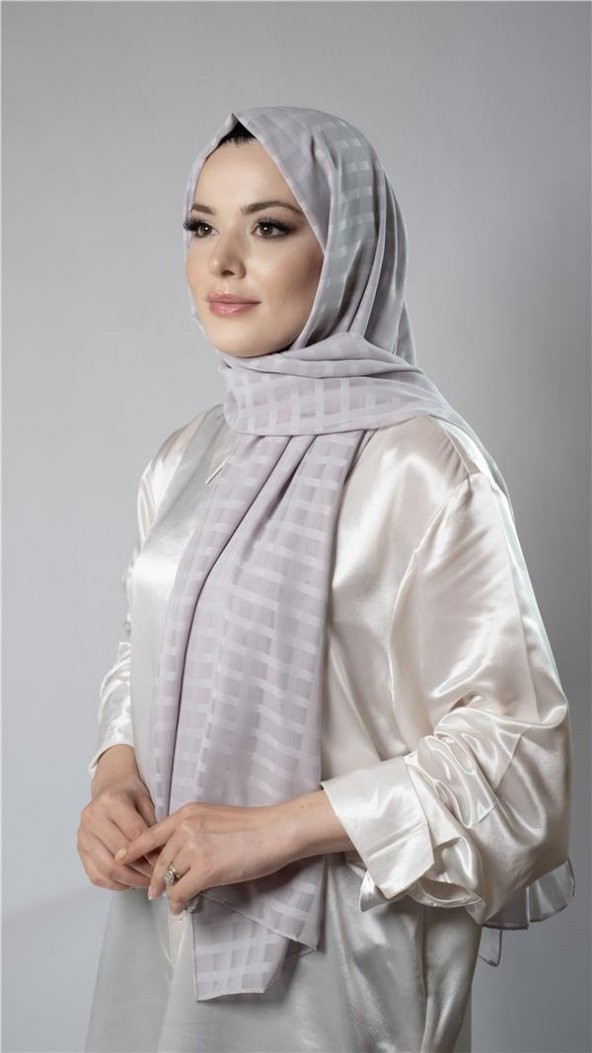 Violet Desenli Şal Şifon Kumaş Kareli Çizgili 202107_21