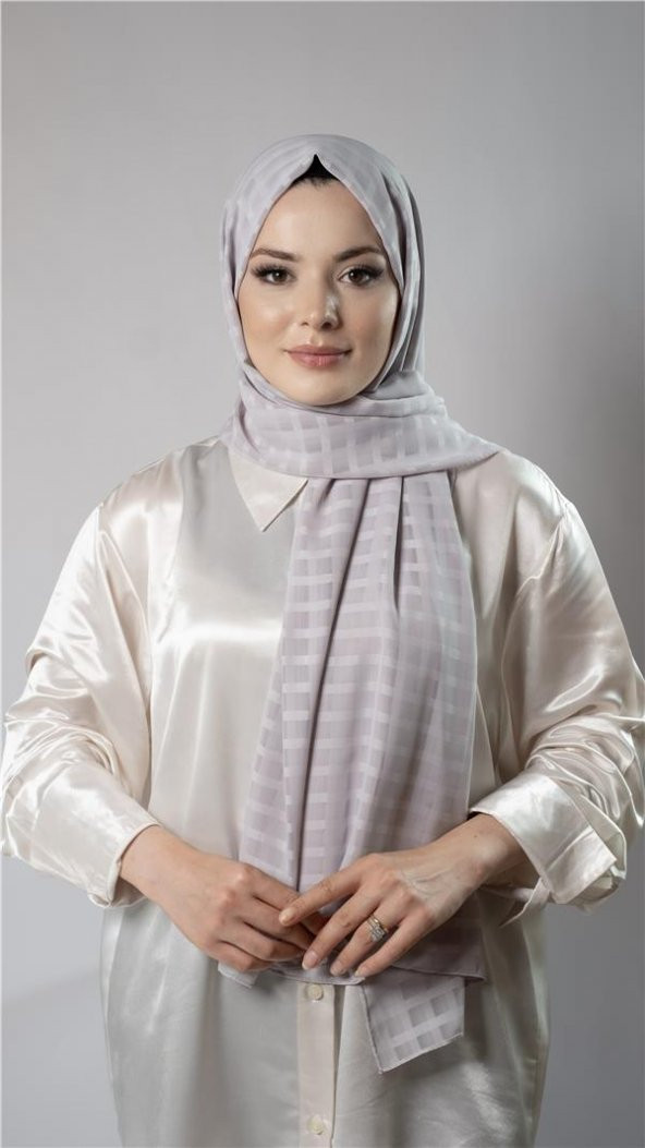 Violet Desenli Şal Şifon Kumaş Kareli Çizgili 202107_21 - 2