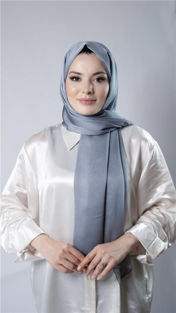 Antrasit Düz Klasik Şal Şifon Kumaş Janjan Abiye 202108_25
