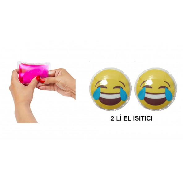 GÜLEN EMOJİ ŞEKİLLİ CEP SOBASI EL ISITICI,2 ADET SICAK SU TORBASI PVC  9cm - 2