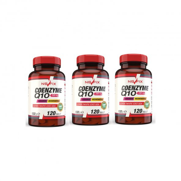Nevfix Coenzyme Q10 200 Mg Koenzim Q10 120 Tablet X 3 Kutu 360 Tablet ürün görseli