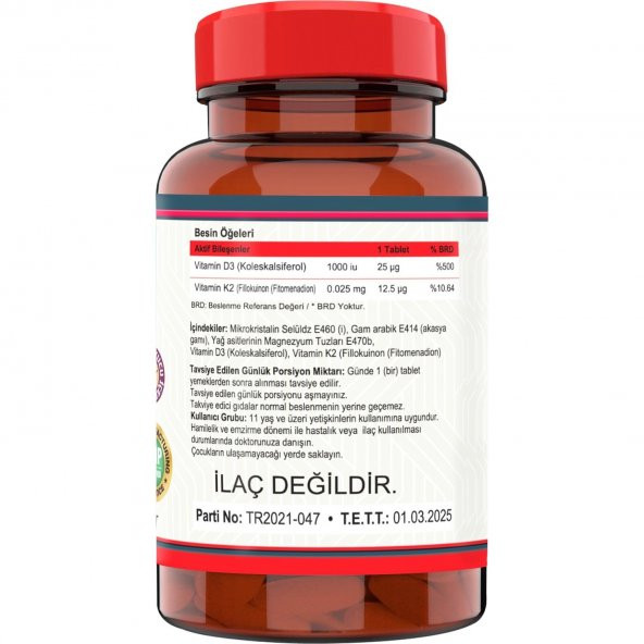 Nevfix Vitamin K2   Vitamin D3  ( 3kutu 120 Tablet ) - Resim 2