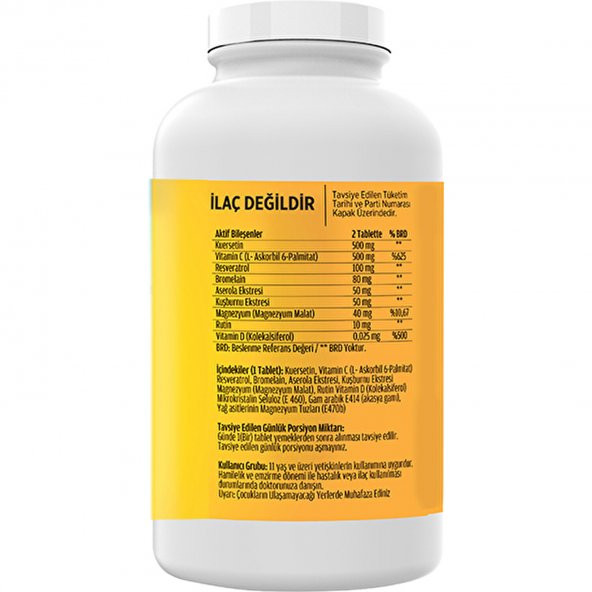 Flx Quercetin Complex Kuarcetin Ester C Bromelain Vitamin D Rutin Resveratrol Magnezyum Aserola 180 Tablet X 3 Kutu