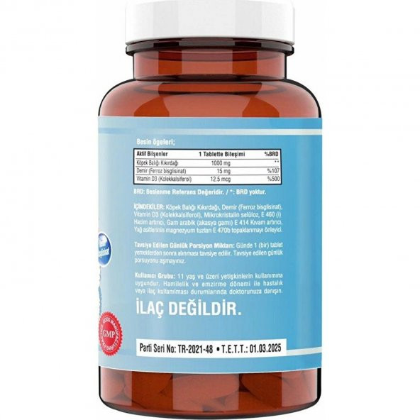 Ncs Köpek Balığı Kıkırdağı + Demir + Vitamin D 3 + Shark Cartilage 120 Tablet - 2