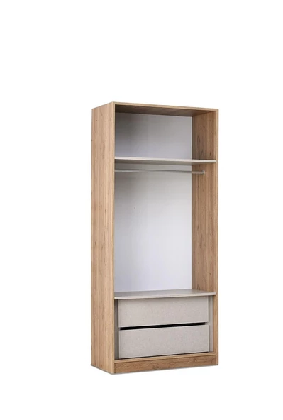 MERCAN MDF 2 Kapılı 2 Çekmeceli Gardrop Elbise Dolabı 80x53x216cm - 3