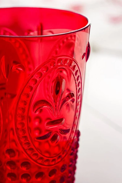 Akrilik Kırmızı 6lı Kısa Bardak & Su Meşrubat Kahve Yanı Bardağı 400 ml ( Cam Değildir ) - 3