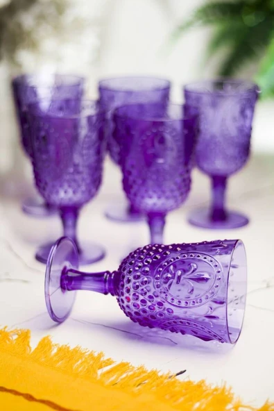 Akrilik Mor Tekli Kadeh & Su Meşrubat Kahve Yanı Bardağı 450 ml ( Cam Değildir ) - 4