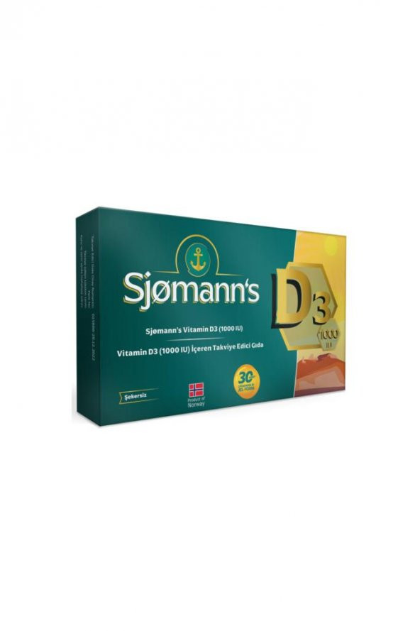 Sjomanns Vitamin D3 1000IU 30 Çiğneme Tableti