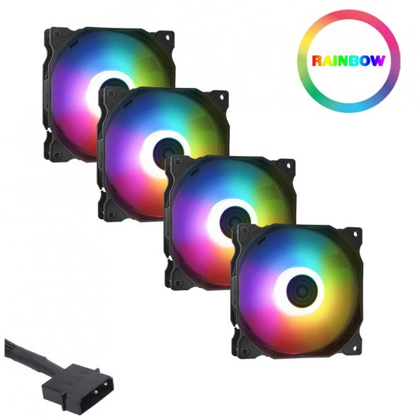 XASER CF02 Rainbow Sessiz 12cm 4lü Set Kasa Fanı