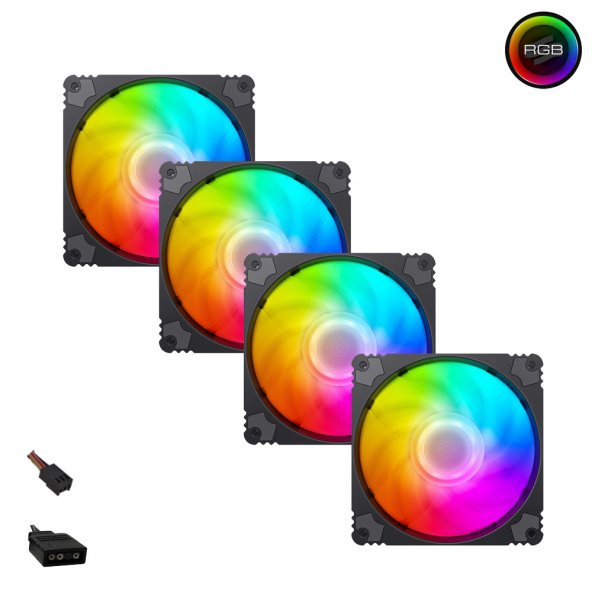 XASER CF04 ARGB Sessiz 12cm 4lu Set Kasa Fanı