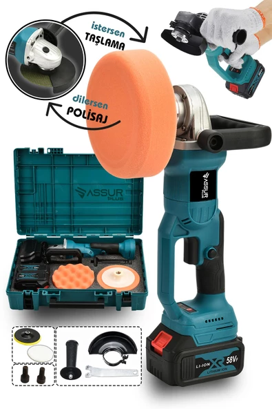 Jetta Power Tools Ultra Set Otomatik Başlık 58vf Şarjlı Taşlama ve Polisaj Makinası