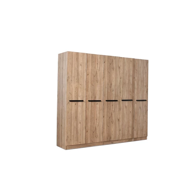 MERCAN MDF 5 Kapılı 2 Çekmeceli Gardrop Elbise Dolabı 200x53x216cm - 2