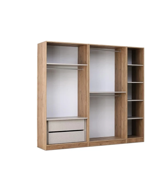 MERCAN MDF 5 Kapılı 2 Çekmeceli Gardrop Elbise Dolabı 200x53x216cm - 4